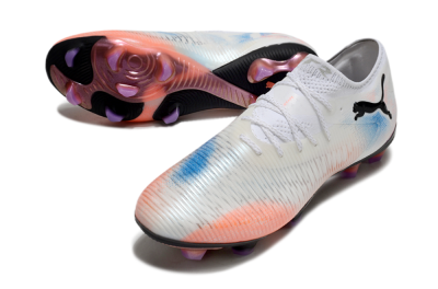 Men's Puma Future 8 Ultimate FG Firm Ground Low-Tops Football Boots - White/Pink/Blue