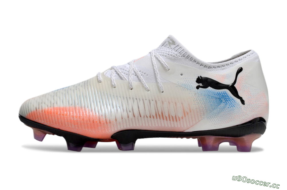 Men's Puma Future 8 Ultimate FG Firm Ground Low-Tops Football Boots - White/Pink/Blue 0