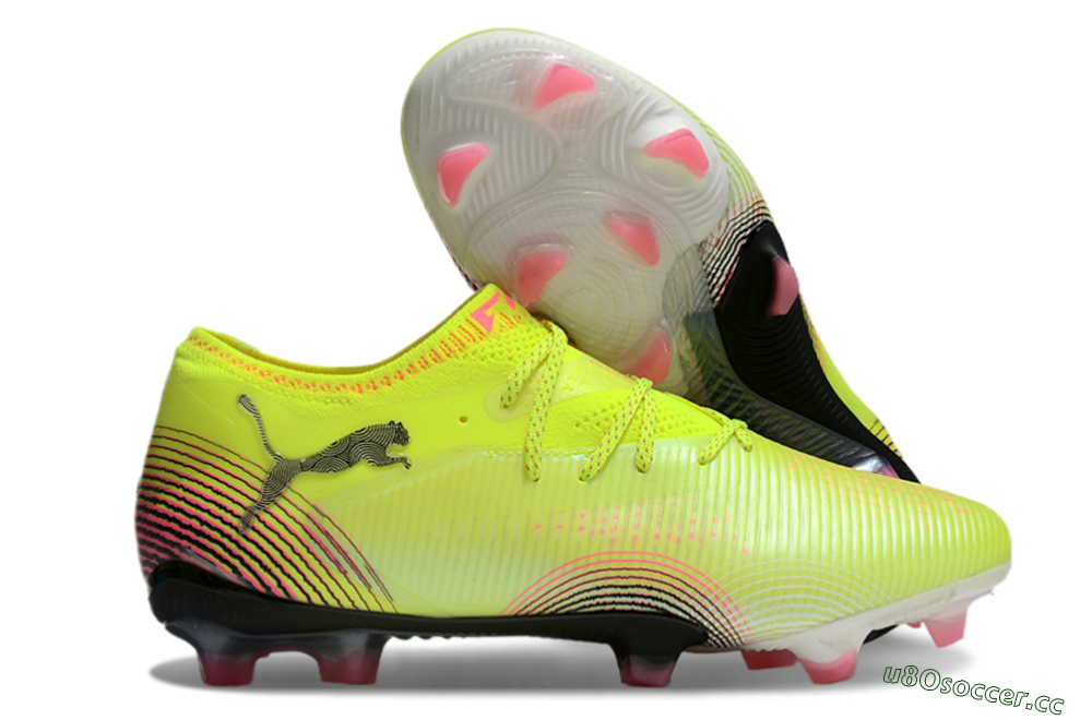 Men's Puma Future 8 Ultimate FG Firm Ground Low-Tops Football Boots - Yellow/Black/Pink 2
