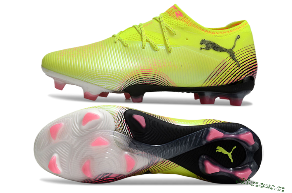 Men's Puma Future 8 Ultimate FG Firm Ground Low-Tops Football Boots - Yellow/Black/Pink 1