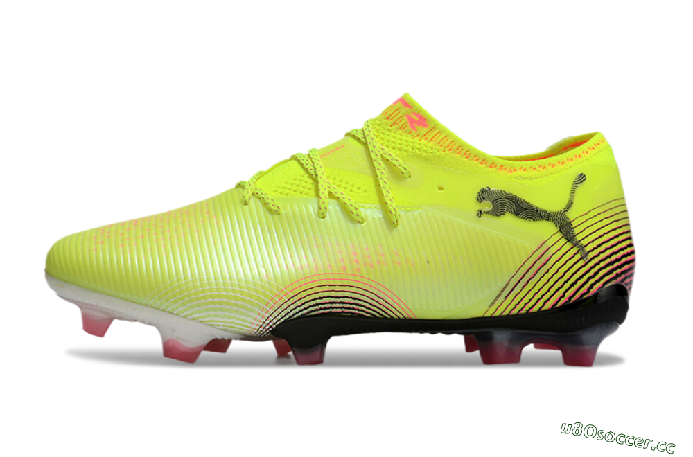 Men's Puma Future 8 Ultimate FG Firm Ground Low-Tops Football Boots - Yellow/Black/Pink 0