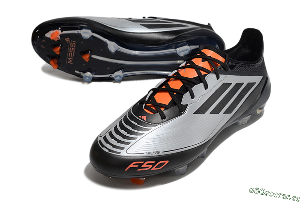 Men's Adidas F50 Elite Messi FG Firm Ground Low-Tops Football Boots - Silver/Black/Orange 3