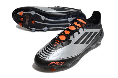 Men's Adidas F50 Elite Messi FG Firm Ground Low-Tops Football Boots - Silver/Black/Orange