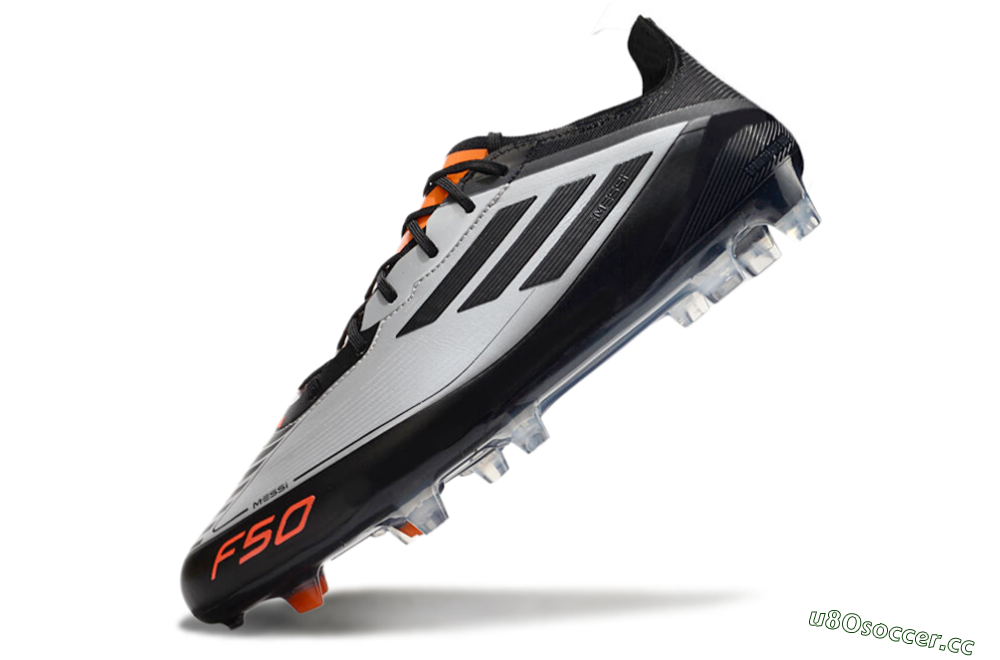 Men's Adidas F50 Elite Messi FG Firm Ground Low-Tops Football Boots - Silver/Black/Orange 5