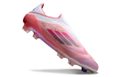 Men's Adidas F50 Elite Laceless FG Firm Ground Low-Tops Football Boots - White/Pink/Gold