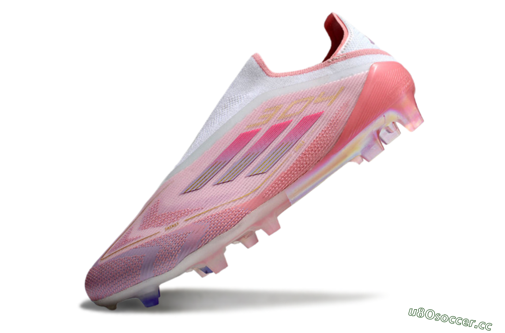 Men's Adidas F50 Elite Laceless FG Firm Ground Low-Tops Football Boots - White/Pink/Gold 4