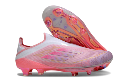 Men's Adidas F50+ Lightstrike Elite Laceless 304 FG Firm Ground Low-Tops Football Boots - Pink/Purple/Gold