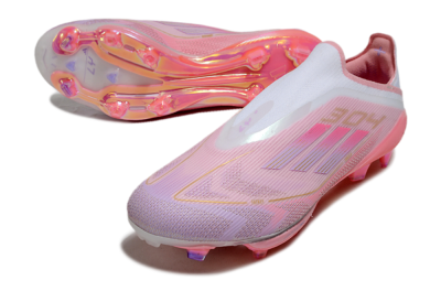 Men's Adidas F50+ Lightstrike Elite Laceless 304 FG Firm Ground Low-Tops Football Boots - Pink/Purple/Gold