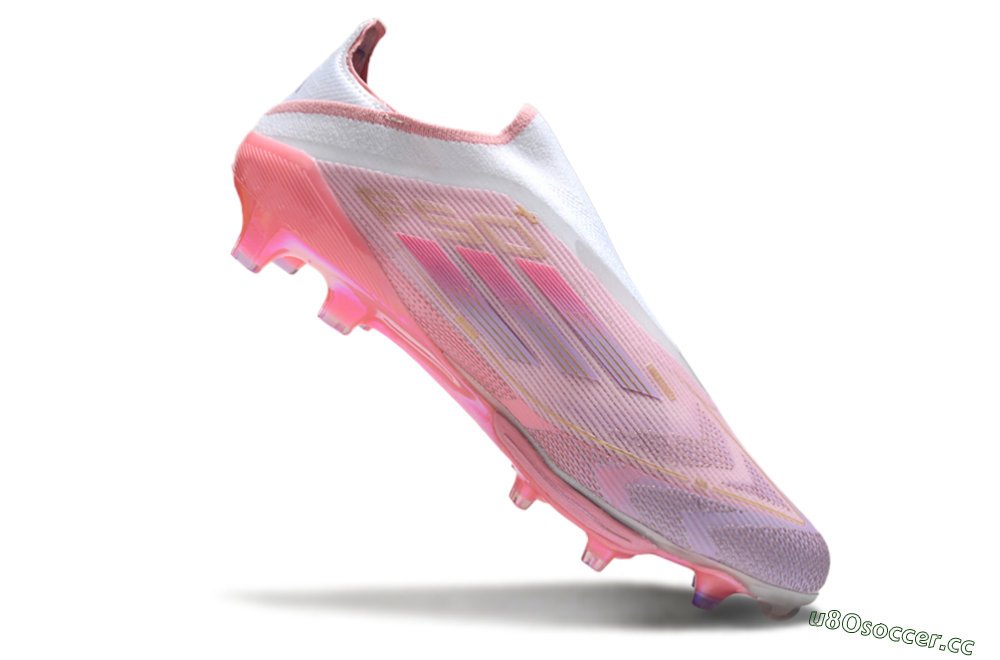 Men's Adidas F50+ Lightstrike Elite Laceless 304 FG Firm Ground Low-Tops Football Boots - Pink/Purple/Gold 4