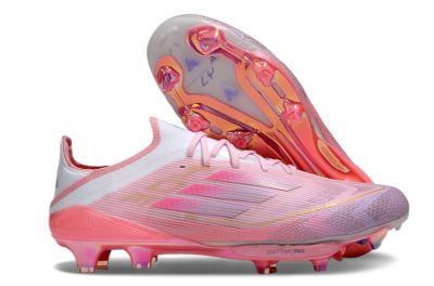Men's Adidas F50+ Lightstrike 304+ Elite FG Firm Ground Low-Tops Football Boots - Pink/Gold/White