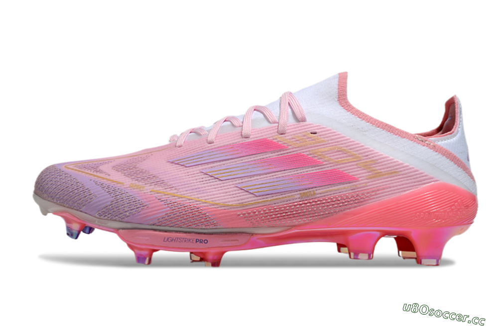 Men's Adidas F50+ Lightstrike 304+ Elite FG Firm Ground Low-Tops Football Boots - Pink/Gold/White 0