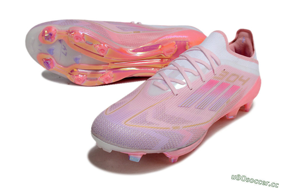 Men's Adidas F50+ Lightstrike 304+ Elite FG Firm Ground Low-Tops Football Boots - Pink/Gold/White 3