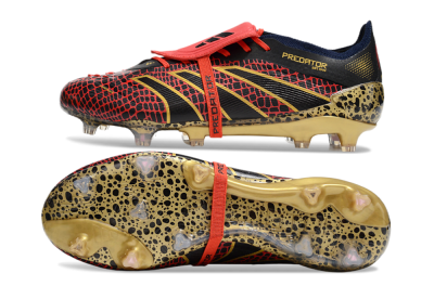 Men's Adidas Predator Elite Foldover Tongue FG Firm Ground Low-Tops Football Boots - Red/Black/Gold