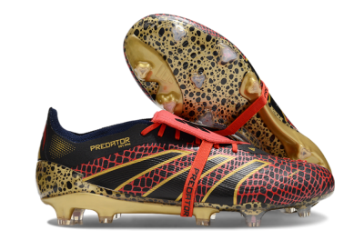 Men's Adidas Predator Elite Foldover Tongue FG Firm Ground Low-Tops Football Boots - Red/Black/Gold