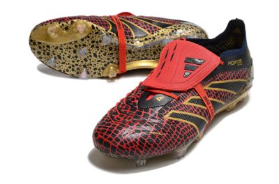 Men's Adidas Predator Elite Foldover Tongue FG Firm Ground Low-Tops Football Boots - Red/Black/Gold