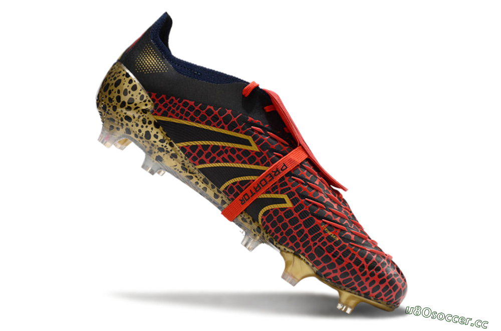 Men's Adidas Predator Elite Foldover Tongue FG Firm Ground Low-Tops Football Boots - Red/Black/Gold 4