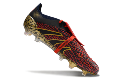 Men's Adidas Predator Elite Foldover Tongue FG Firm Ground Low-Tops Football Boots - Red/Black/Gold