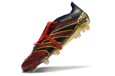 Men's Adidas Predator Elite Foldover Tongue FG Firm Ground Low-Tops Football Boots - Red/Black/Gold