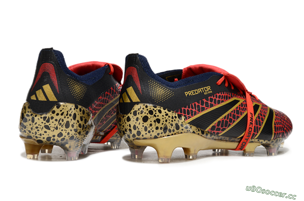 Men's Adidas Predator Elite Foldover Tongue FG Firm Ground Low-Tops Football Boots - Red/Black/Gold 6