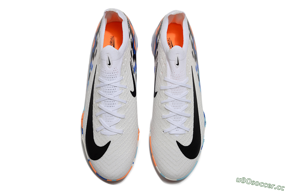 Unisex Nike Air Zoom Mercurial Vapor 16 Elite TF Artificial Turf Low-Tops Football Shoes - White/Blue/Orange 4