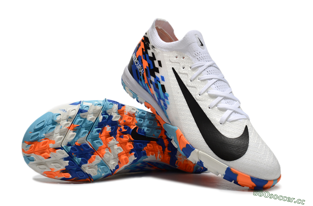 Unisex Nike Air Zoom Mercurial Vapor 16 Elite TF Artificial Turf Low-Tops Football Shoes - White/Blue/Orange 3