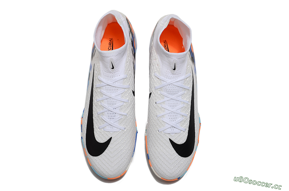 Unisex Nike Air Zoom Mercurial Superfly 10 Elite TF Artificial Turf High-Tops Football Shoes - White/Blue/Orange 4