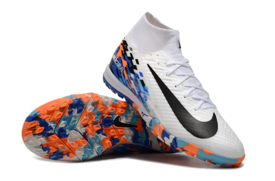 Unisex Nike Air Zoom Mercurial Superfly 10 Elite TF Artificial Turf High-Tops Football Shoes - White/Blue/Orange