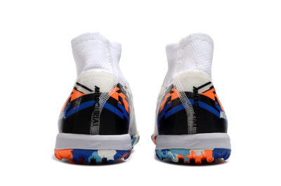 Unisex Nike Air Zoom Mercurial Superfly 10 Elite TF Artificial Turf High-Tops Football Shoes - White/Blue/Orange