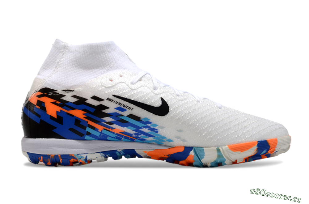 Unisex Nike Air Zoom Mercurial Superfly 10 Elite TF Artificial Turf High-Tops Football Shoes - White/Blue/Orange 7