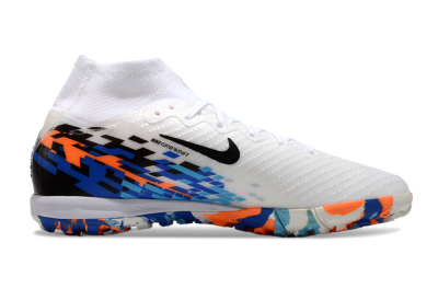 Unisex Nike Air Zoom Mercurial Superfly 10 Elite TF Artificial Turf High-Tops Football Shoes - White/Blue/Orange