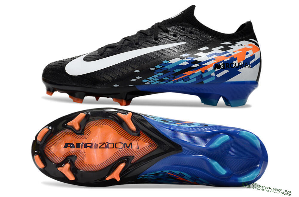 Unisex Nike Air Zoom Mercurial Vapor 16 Elite FG Firm Ground Low-Tops Football Boots - Black/Blue/Orange 1