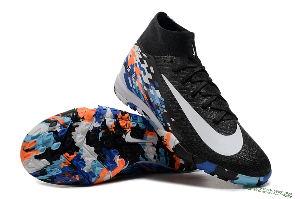 Unisex Nike Air Zoom Mercurial Superfly 10 Elite TF Artificial Turf High-Tops Football Shoes - Black/Blue/Orange 3