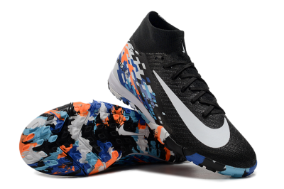 Unisex Nike Air Zoom Mercurial Superfly 10 Elite TF Artificial Turf High-Tops Football Shoes - Black/Blue/Orange