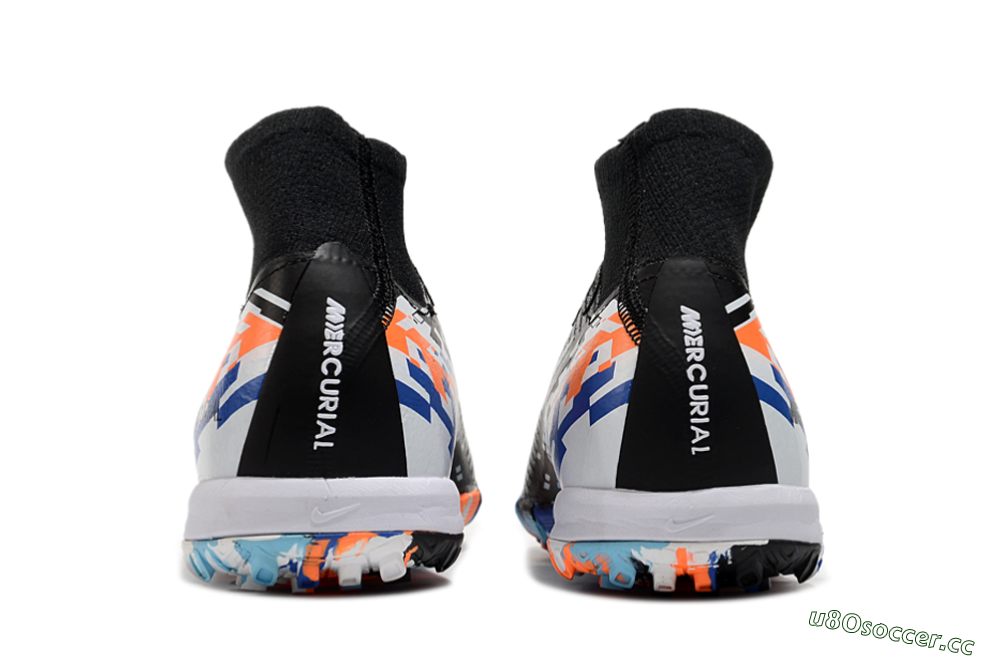 Unisex Nike Air Zoom Mercurial Superfly 10 Elite TF Artificial Turf High-Tops Football Shoes - Black/Blue/Orange 5