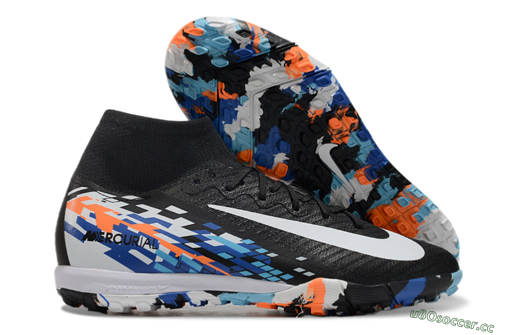 Unisex Nike Air Zoom Mercurial Superfly 10 Elite TF Artificial Turf High-Tops Football Shoes - Black/Blue/Orange 2