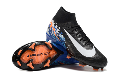 Unisex Nike Air Zoom Mercurial Superfly 10 Elite FG Firm Ground High-Tops Football Boots - Black/Blue/Orange