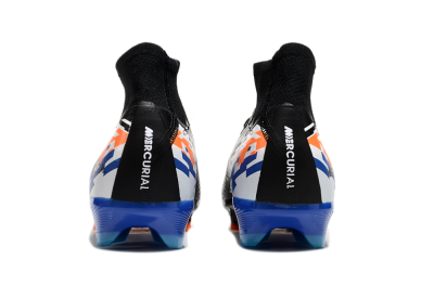 Unisex Nike Air Zoom Mercurial Superfly 10 Elite FG Firm Ground High-Tops Football Boots - Black/Blue/Orange