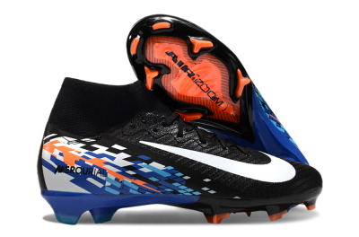 Unisex Nike Air Zoom Mercurial Superfly 10 Elite FG Firm Ground High-Tops Football Boots - Black/Blue/Orange