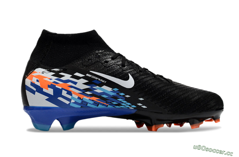Unisex Nike Air Zoom Mercurial Superfly 10 Elite FG Firm Ground High-Tops Football Boots - Black/Blue/Orange 7