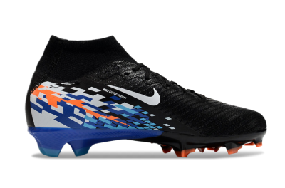 Unisex Nike Air Zoom Mercurial Superfly 10 Elite FG Firm Ground High-Tops Football Boots - Black/Blue/Orange