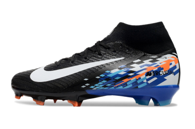 Unisex Nike Air Zoom Mercurial Superfly 10 Elite FG Firm Ground High-Tops Football Boots - Black/Blue/Orange