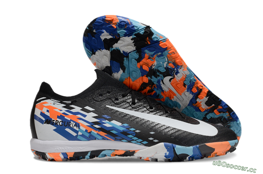 Unisex Nike Air Zoom Mercurial Vapor 16 Elite TF Artificial Turf Low-Tops Football Shoes - Black/Blue/Orange 2