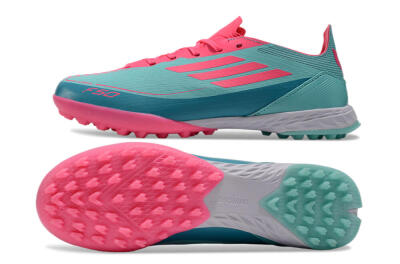 Unisex Adidas F50 Elite TF Artificial Turf Low-Tops Football Shoes - Jade/Pink/White