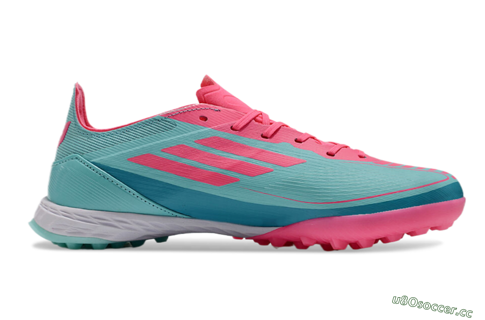 Unisex Adidas F50 Elite TF Artificial Turf Low-Tops Football Shoes - Jade/Pink/White 7