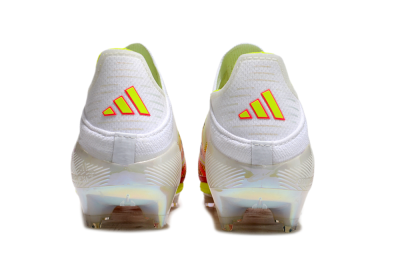Unisex Adidas F50+ Elite Lightstrike Pro Laceless FG Firm Ground Low-Tops Football Boots - White/Red/Yellow