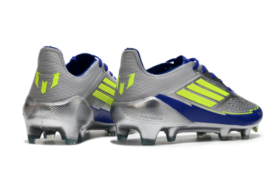 Men's Messi x Adidas F50 Elite FG Firm Ground Low-Tops Football Boots - Silver/Yellow/Blue