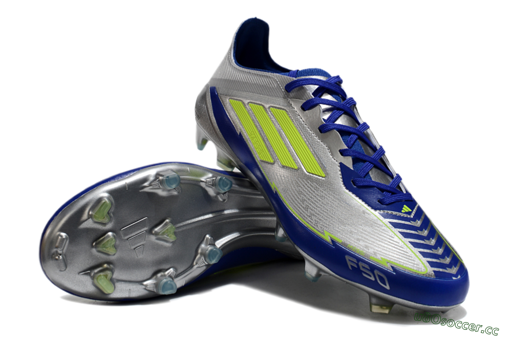 Men's Messi x Adidas F50 Elite FG Firm Ground Low-Tops Football Boots - Silver/Yellow/Blue 3