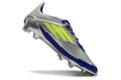 Men's Messi x Adidas F50 Elite FG Firm Ground Low-Tops Football Boots - Silver/Yellow/Blue