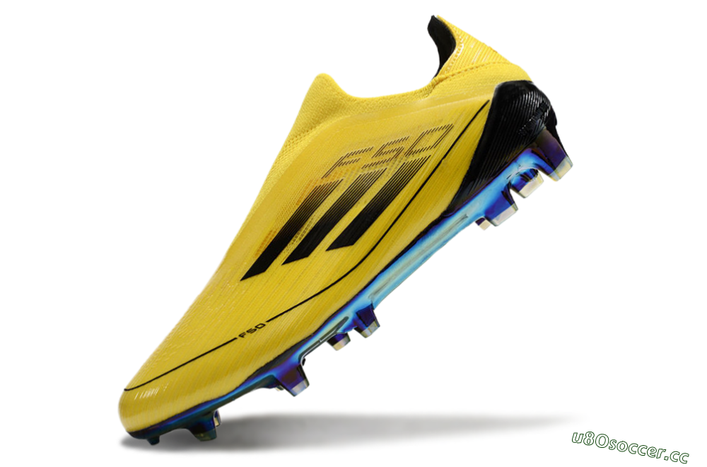 Men's Adidas F50 Elite Laceless FG Firm Ground Low-Tops Football Boots - Yellow/Black/Gold 5