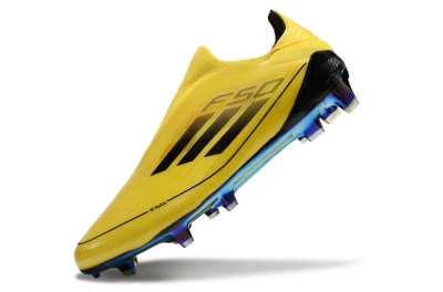 Men's Adidas F50 Elite Laceless FG Firm Ground Low-Tops Football Boots - Yellow/Black/Gold